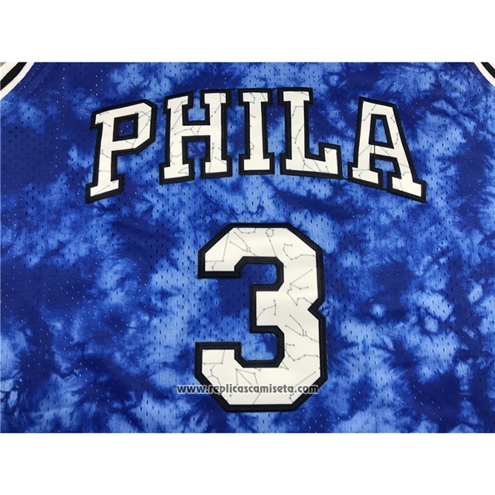Camiseta Philadelphia 76ers Allen Iverson #3 Galaxy Azul